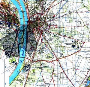 Carte 7 : installation du fragment 7 du cadastre A entre Beaucaire et Tarascon