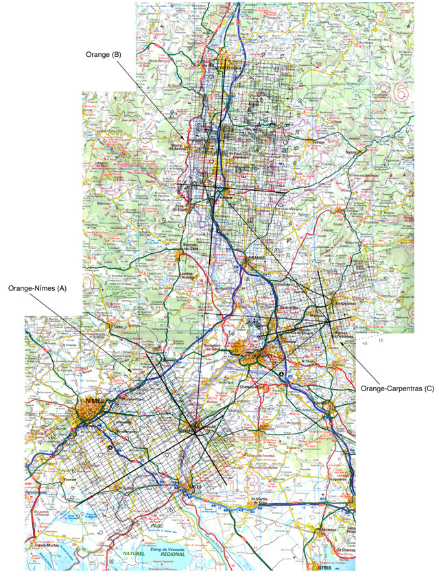 Localisation des trois plans d'Orange 