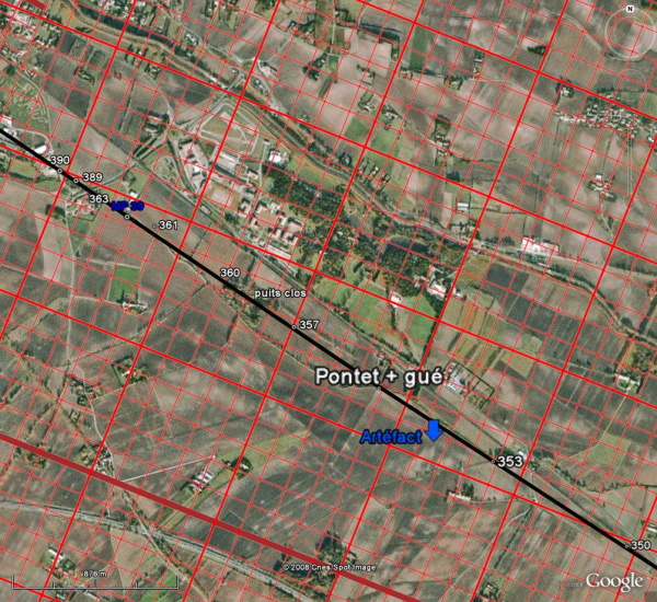 Fig. 36. Tracé de la voie après la rupture cadastrale au S-E de Castelnaudary. A noter l'artéfact.