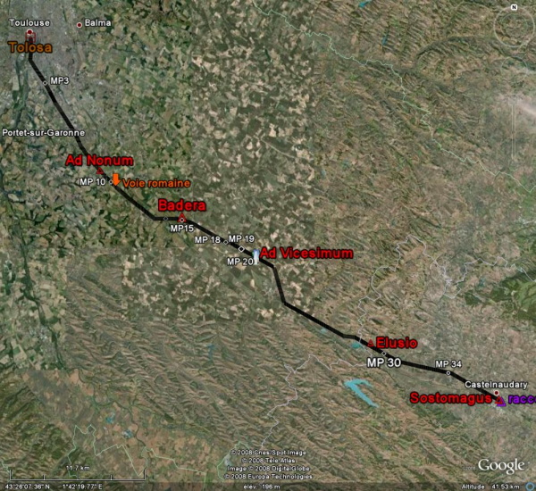 Fig. 45a. La voie d'Aquitaine <I>Tolosa – Sostomagus </I>(GE).