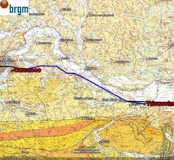 Fig. 37. Section <I>Carcasso-Tricensimum </I>(carte BRGM)