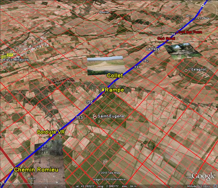 Fig. 20.Le chemin romieu à Rieux- Minervois. Un parallèle géographique remarquable.